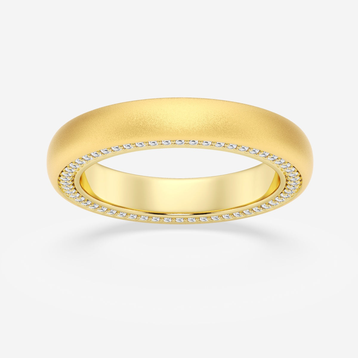 Round Moissanite 4mm Domed Sandblast Finish Eternity Band
