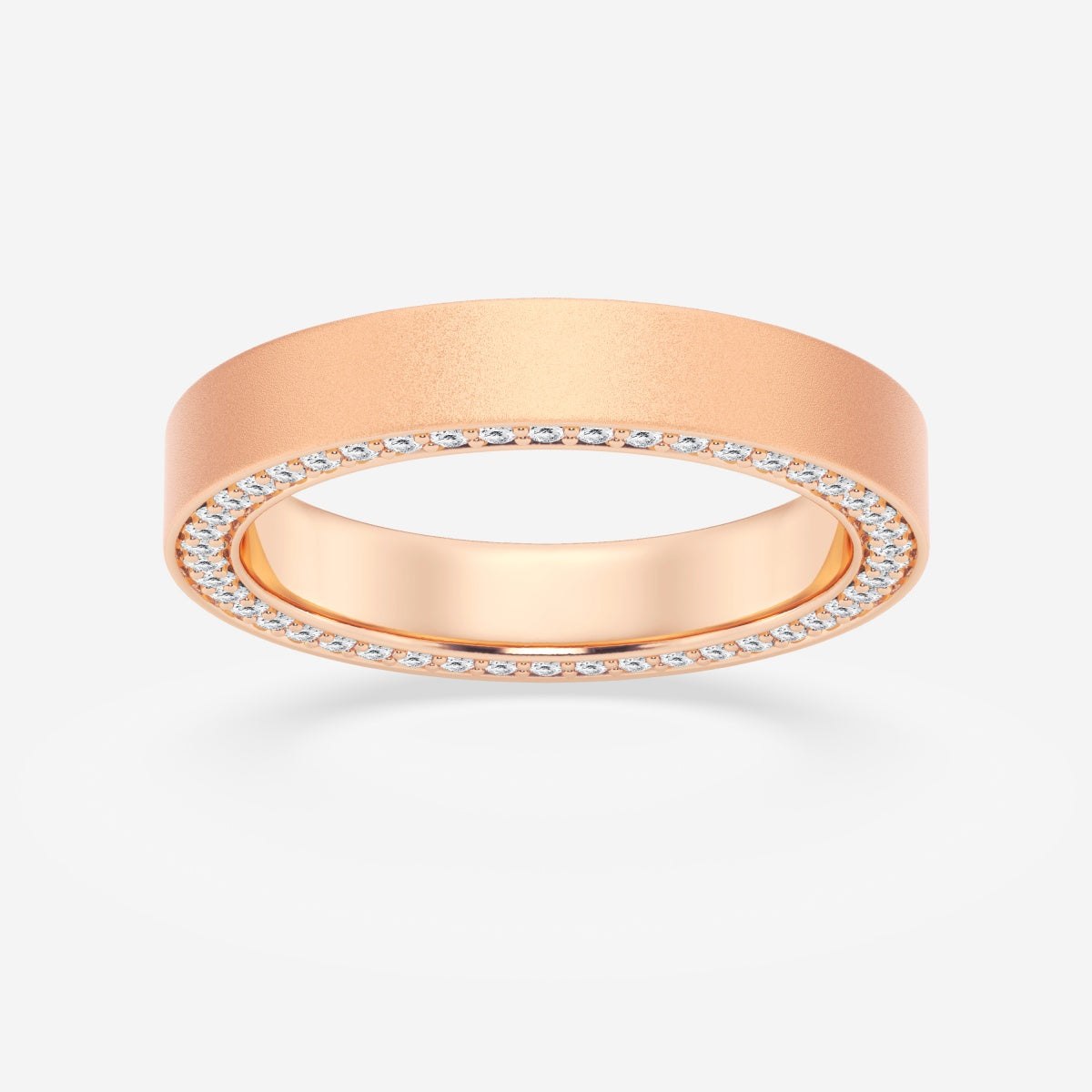 Round Moissanite 4mm Sandblast Finish Flat Eternity Band