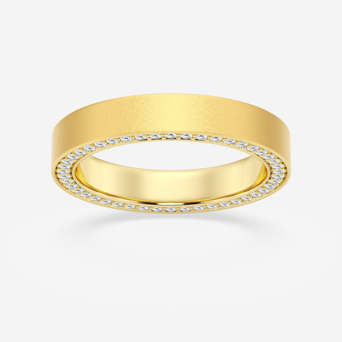 Round Moissanite 4mm Sandblast Finish Flat Eternity Band