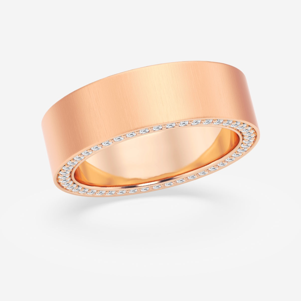 Round Moissanite Satin Finish Flat Eternity Band