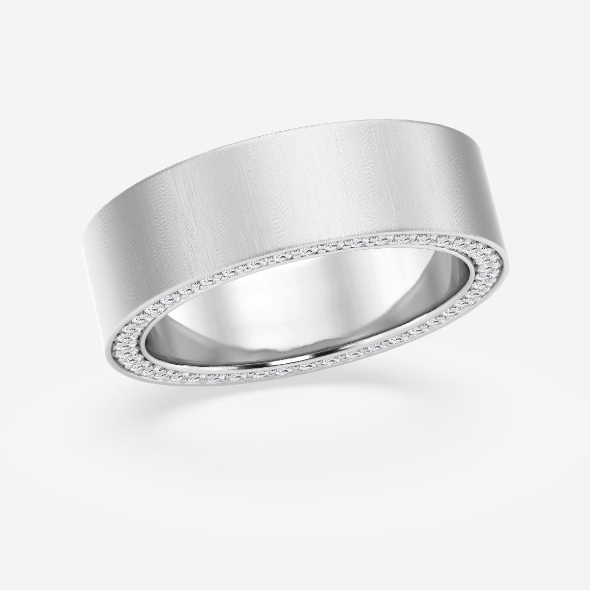 Round Moissanite Satin Finish Flat Eternity Band