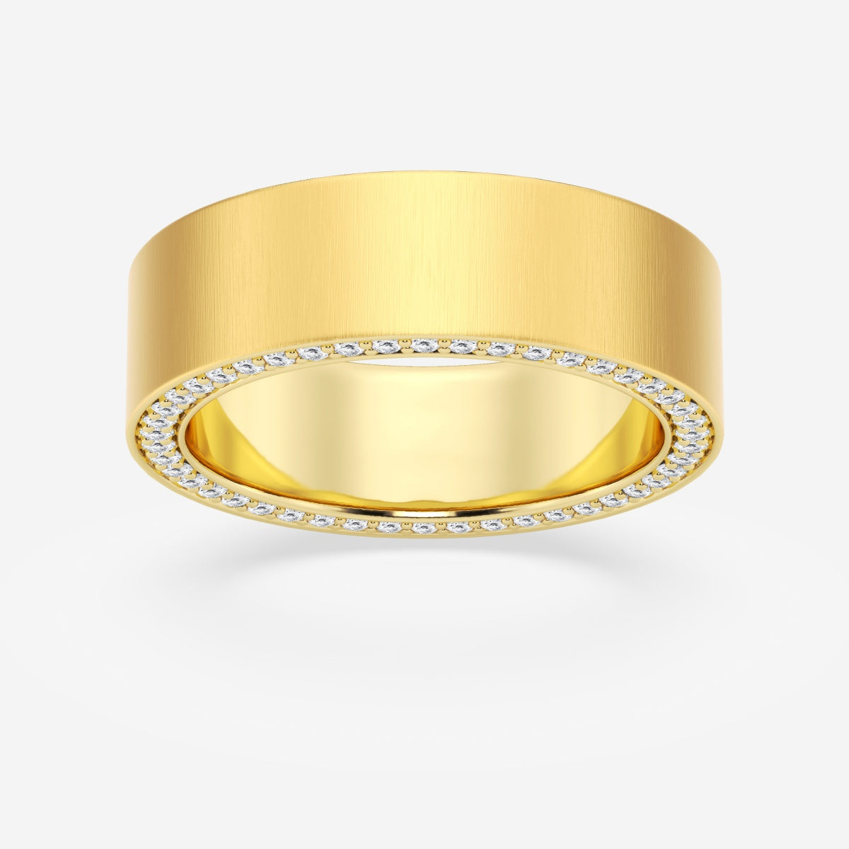 Round Moissanite Satin Finish Flat Eternity Band