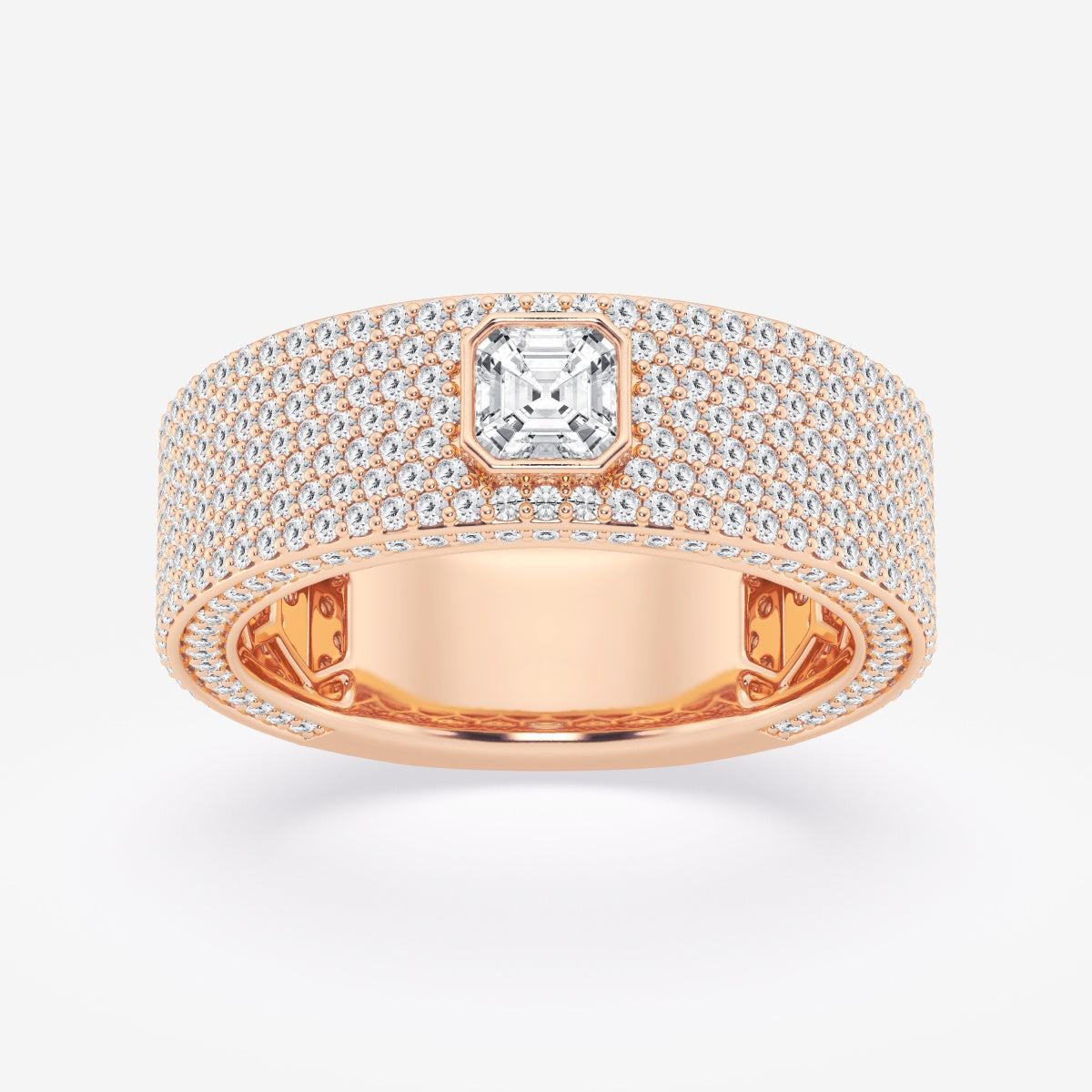 Asscher Three Sided Men's Wedding Band