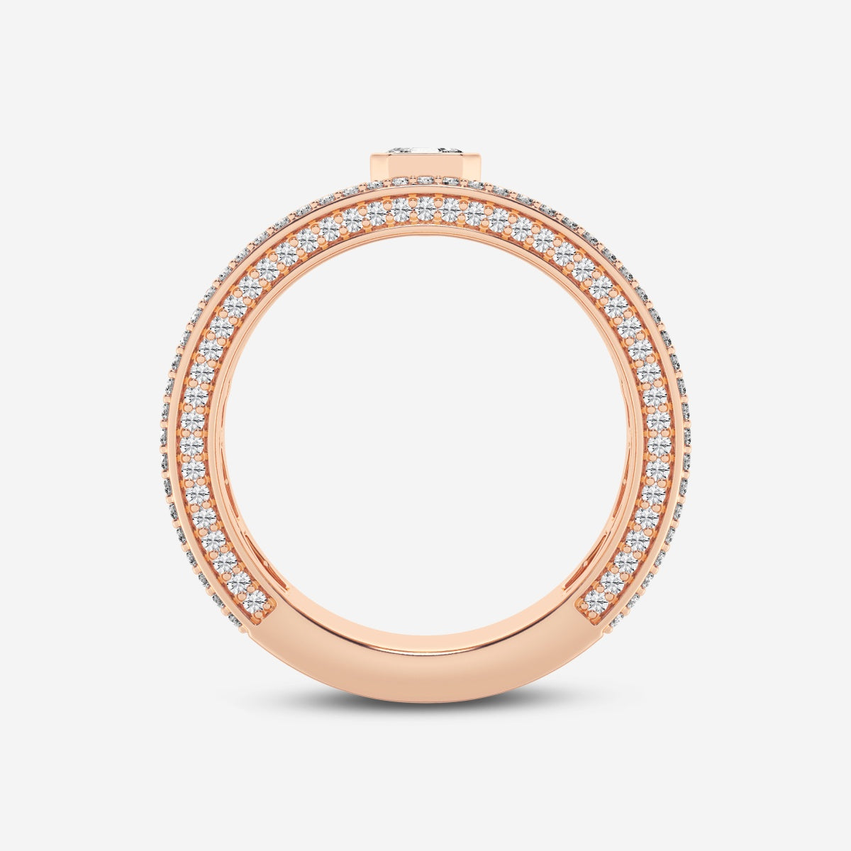 Asscher Three Sided Men's Wedding Band