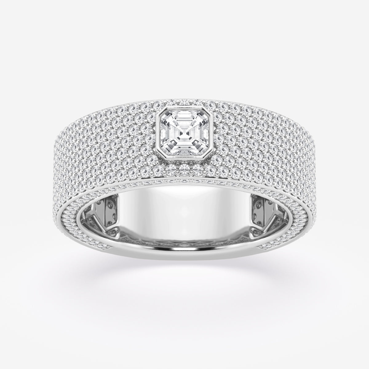 Asscher Three Sided Men's Wedding Band