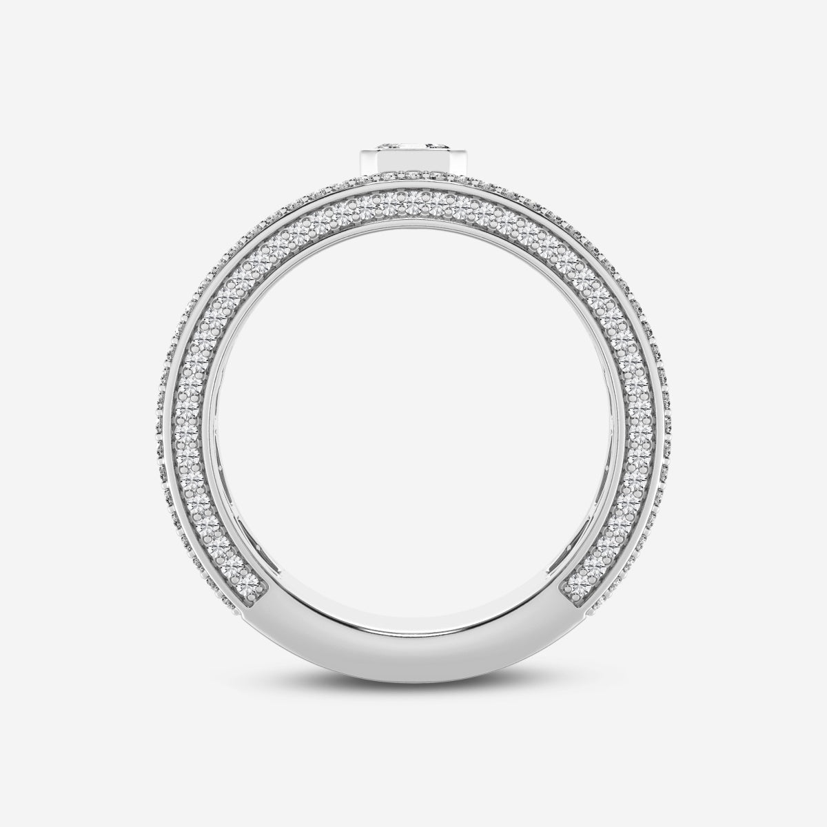 Asscher Three Sided Men's Wedding Band