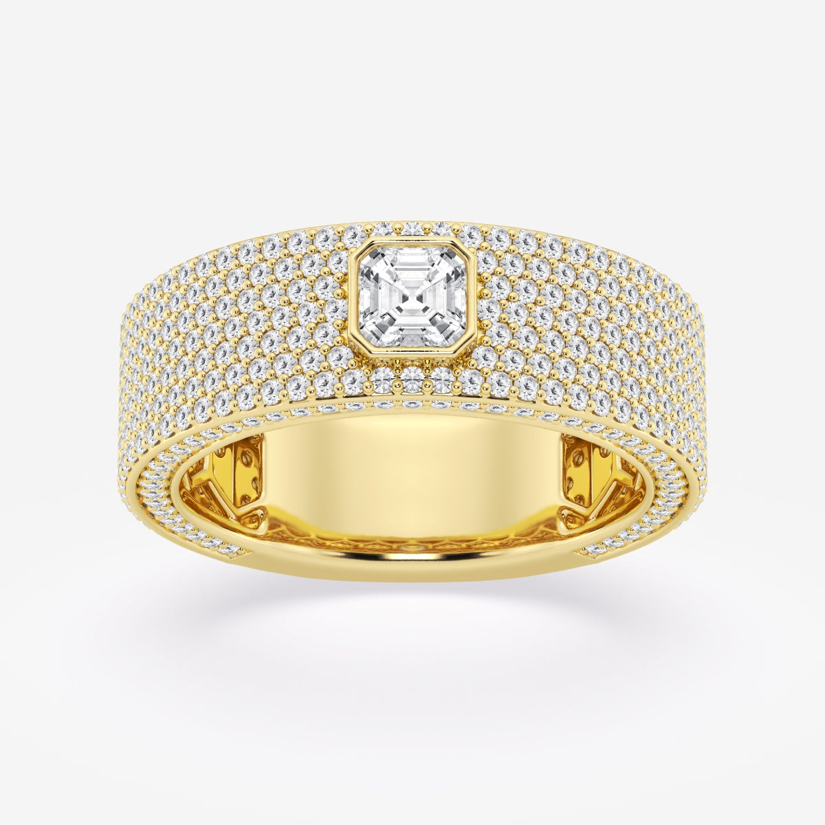 Asscher Three Sided Men's Wedding Band