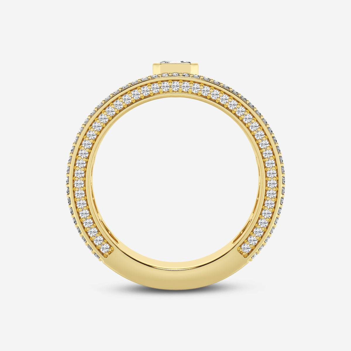 Asscher Three Sided Men's Wedding Band