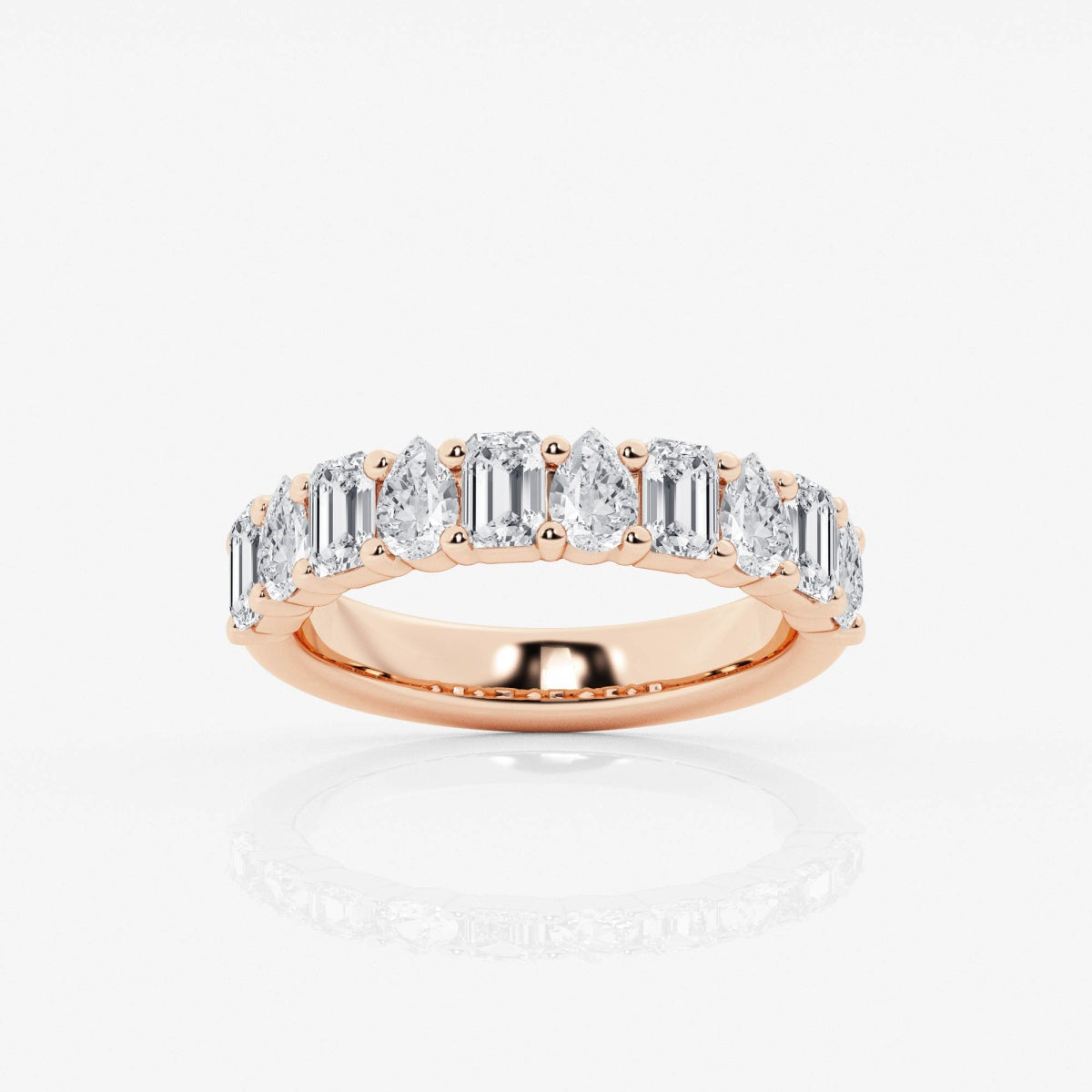 Emerald and Pear Moissanite Ten Stone Alternating Anniversary Band