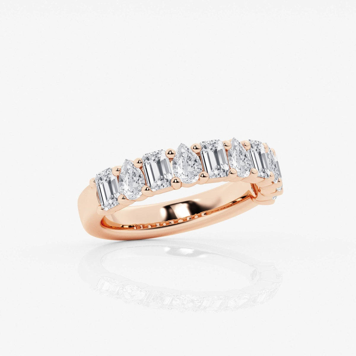 Emerald and Pear Moissanite Ten Stone Alternating Anniversary Band