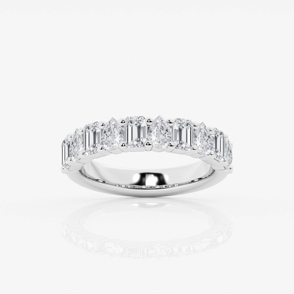 Emerald and Pear Moissanite Ten Stone Alternating Anniversary Band