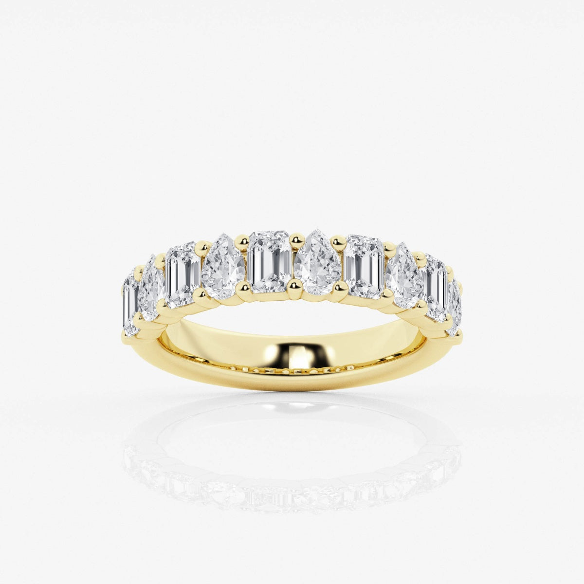 Emerald and Pear Moissanite Ten Stone Alternating Anniversary Band