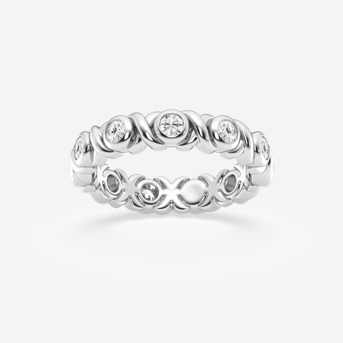 Round Moissanite XO Eternity Band - 3.8mm Width