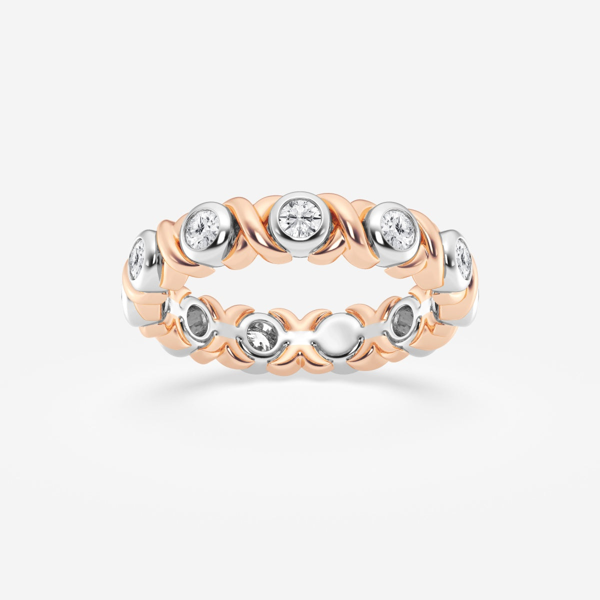 Round Moissanite XO Eternity Band - 3.8mm Width