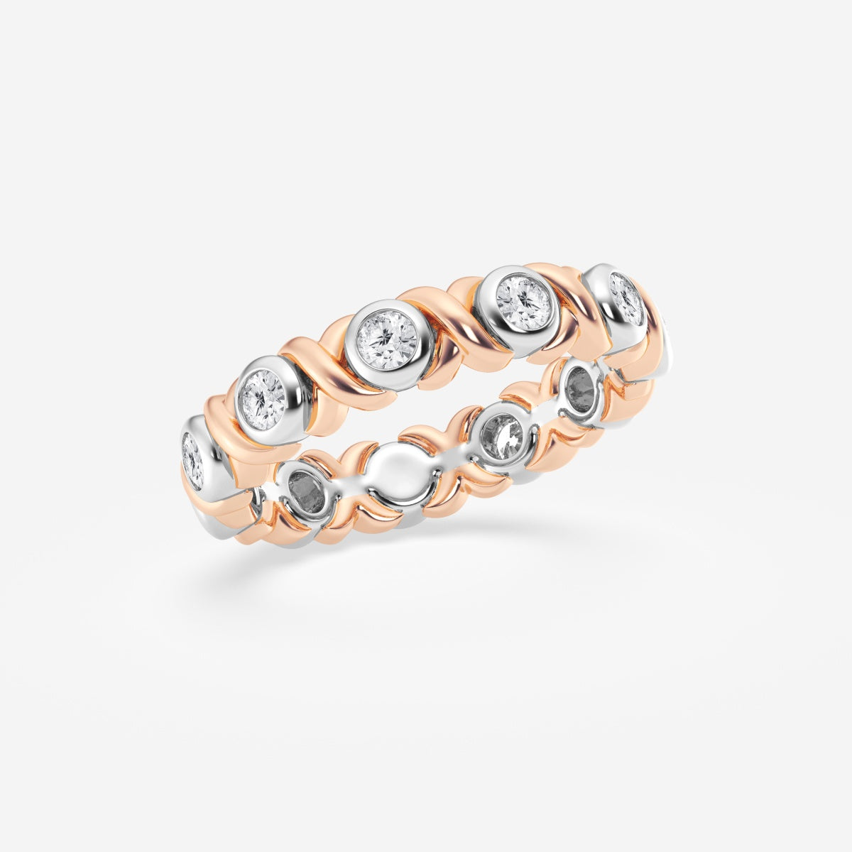 Round Moissanite XO Eternity Band - 3.8mm Width