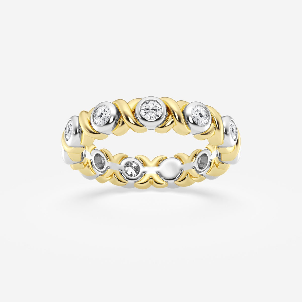 Round Moissanite XO Eternity Band - 3.8mm Width