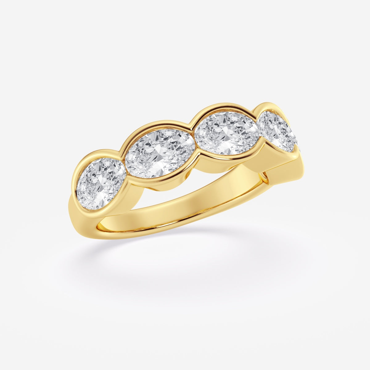 Oval Moissanite Half Bezel Five Stone Anniversary Band