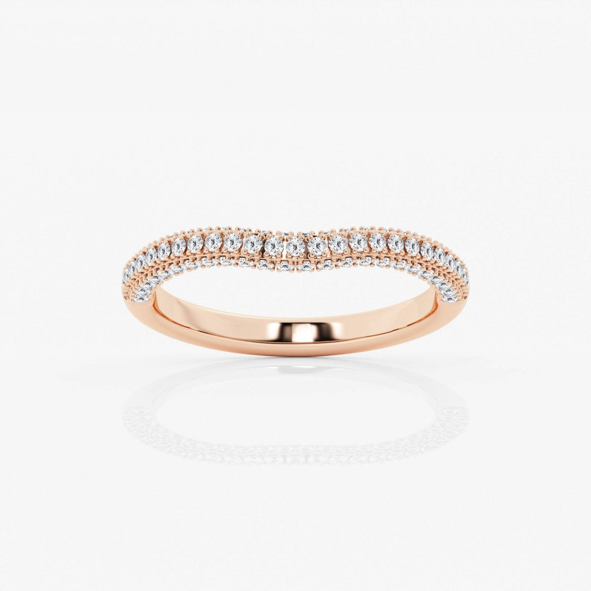 Round Moissanite Prong Set Contour Wedding Band