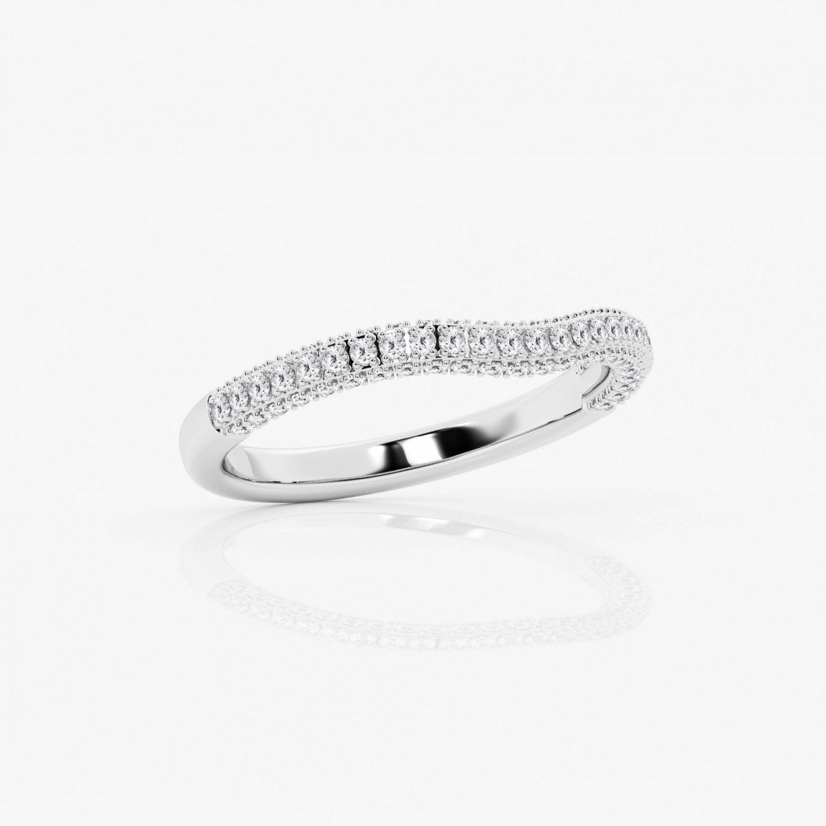 Round Moissanite Prong Set Contour Wedding Band