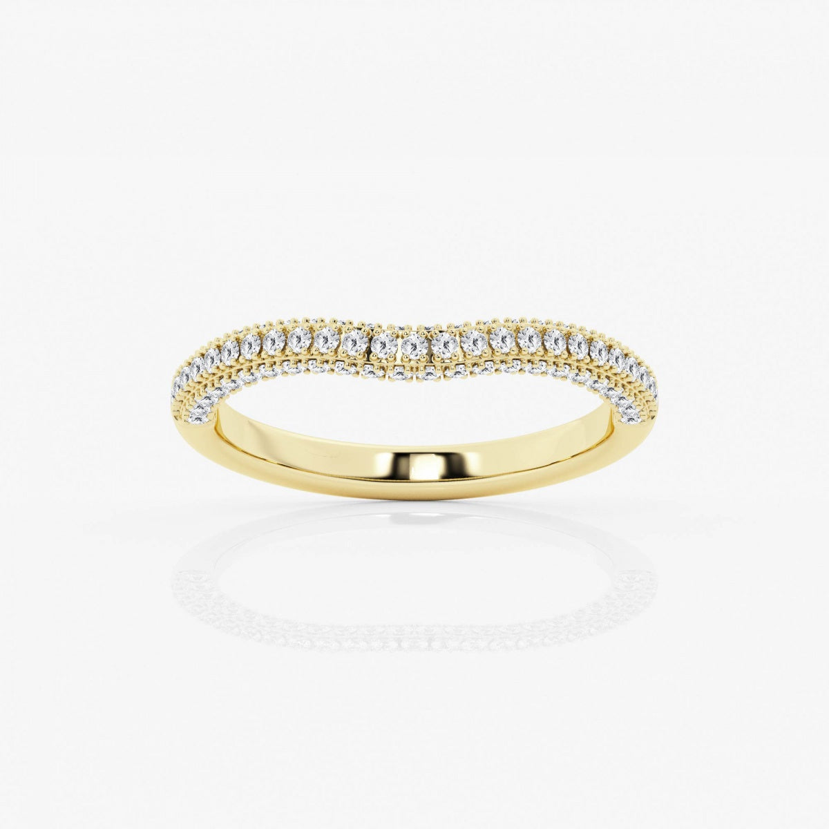 Round Moissanite Prong Set Contour Wedding Band