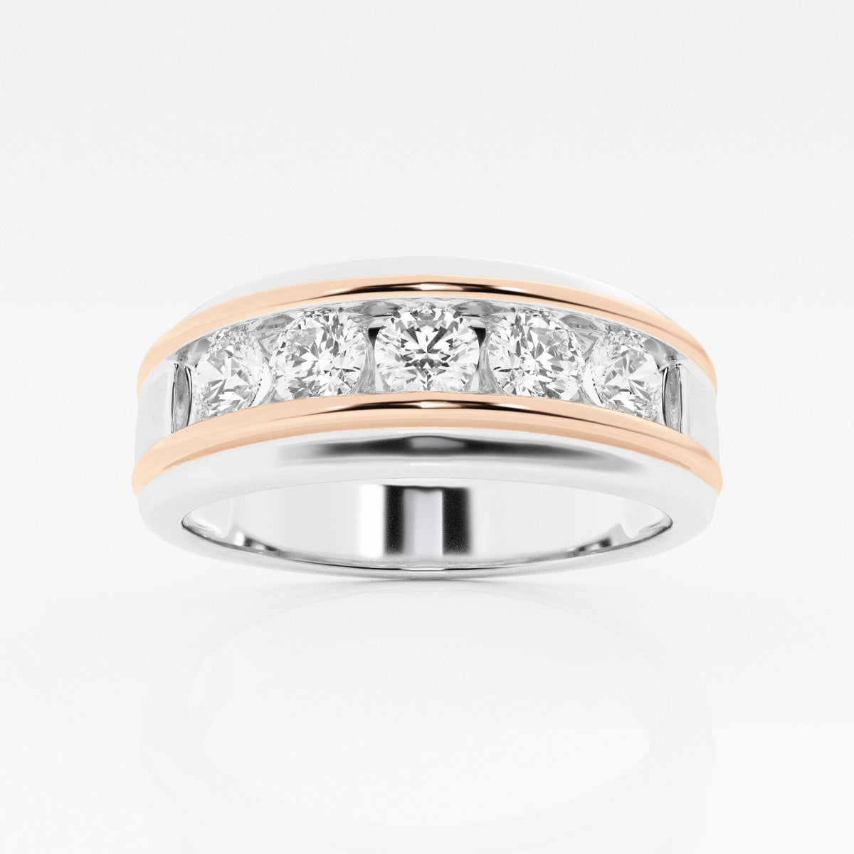 Round Moissanite Men's Channel Set Wedding Band
