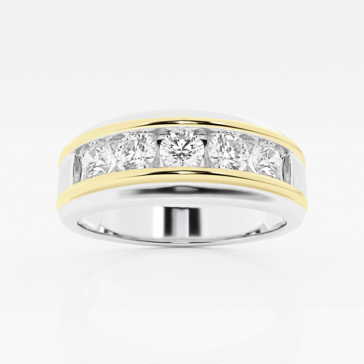 Round Moissanite Men's Channel Set Wedding Band