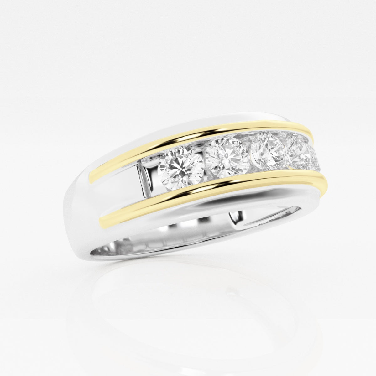 Round Moissanite Men's Channel Set Wedding Band