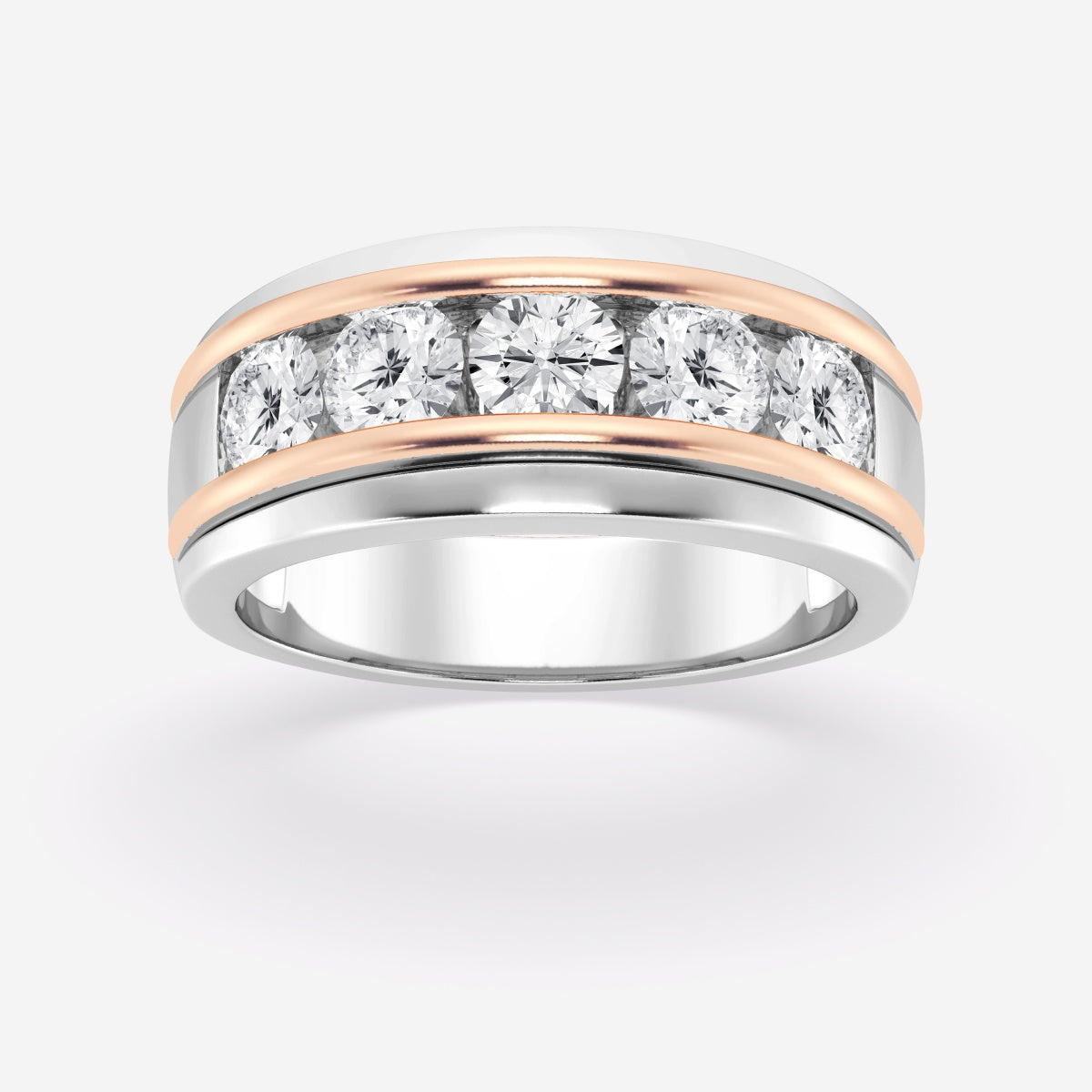 Round Moissanite Five-Stone Wedding Band