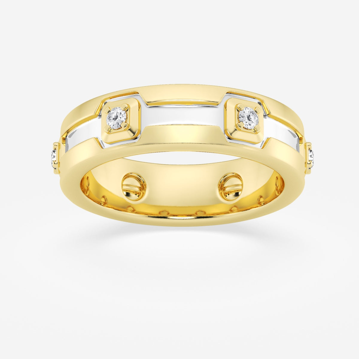 Round Moissanite Wedding Band