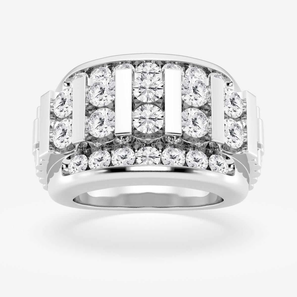 Round Men's Floating Bar Wedding Band