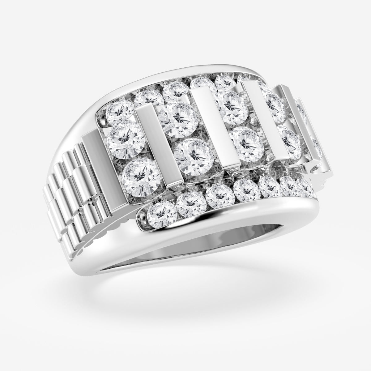 Round Men's Floating Bar Wedding Band