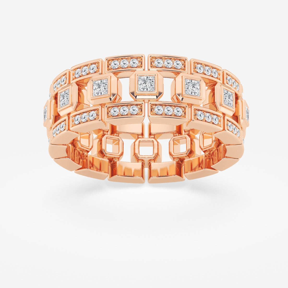Princess Cut Moissanite Modern Wedding Band