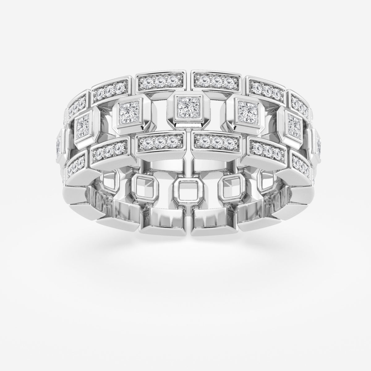 Princess Cut Moissanite Modern Wedding Band