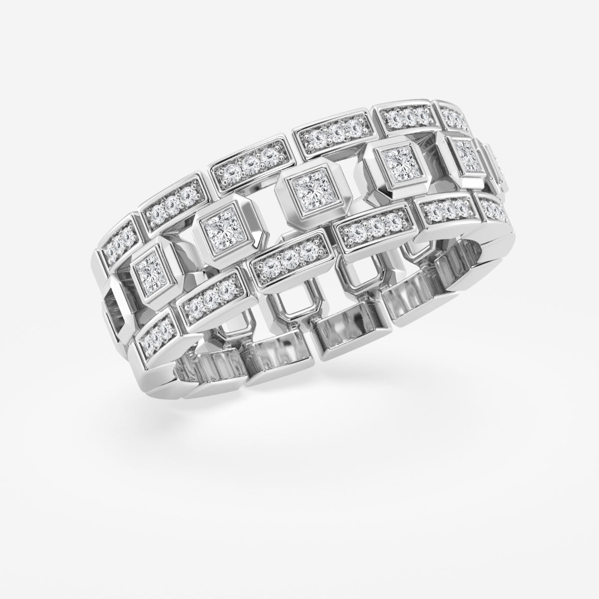 Princess Cut Moissanite Modern Wedding Band