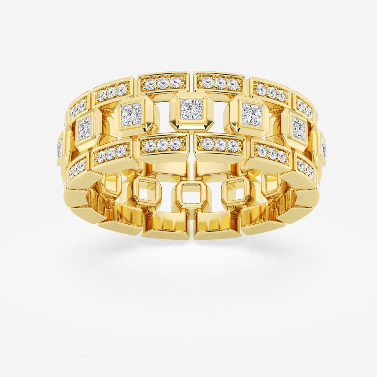 Princess Cut Moissanite Modern Wedding Band