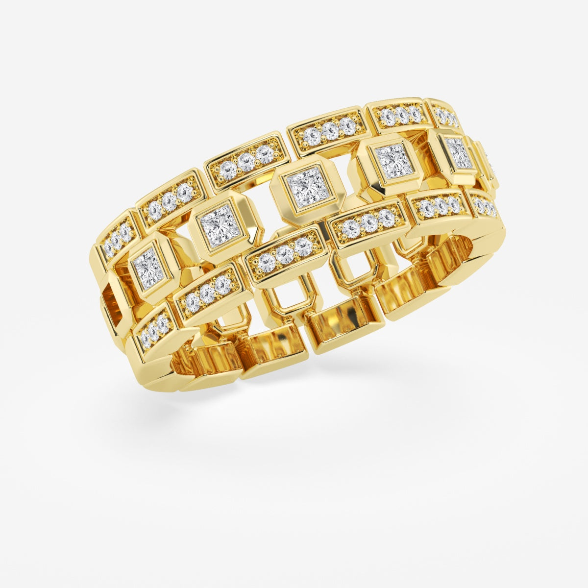 Princess Cut Moissanite Modern Wedding Band