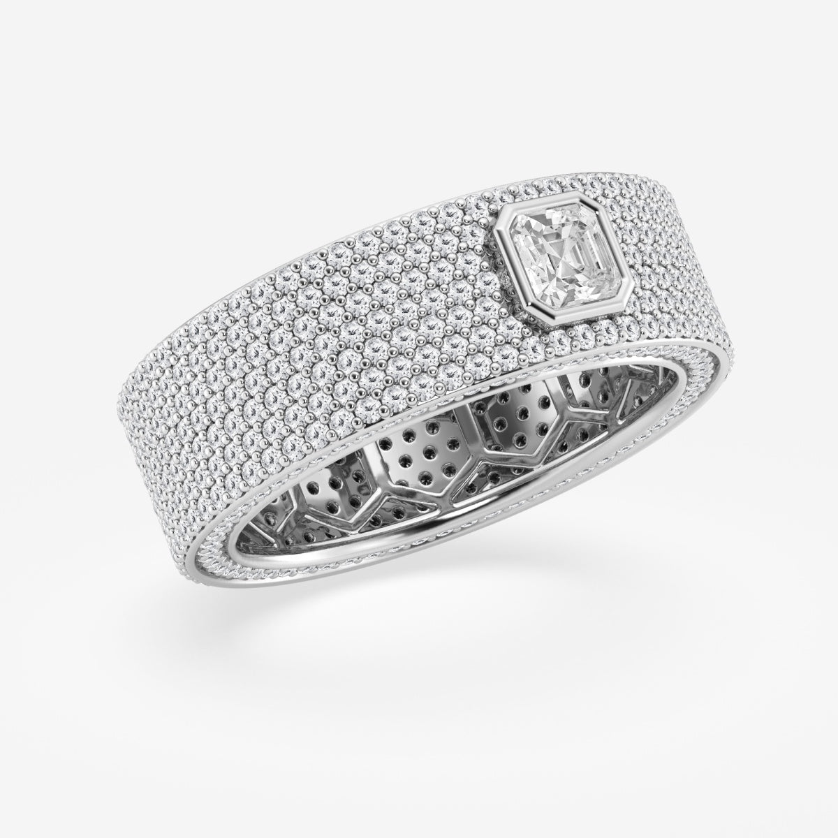 Asscher Contemporary Eternity Band - 7.4mm Width