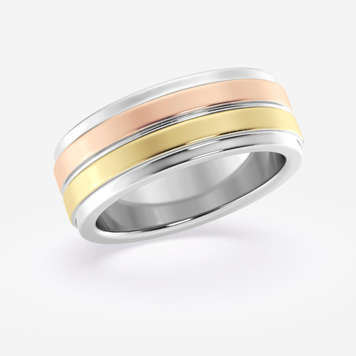 8mm Tri-Color Wedding Band
