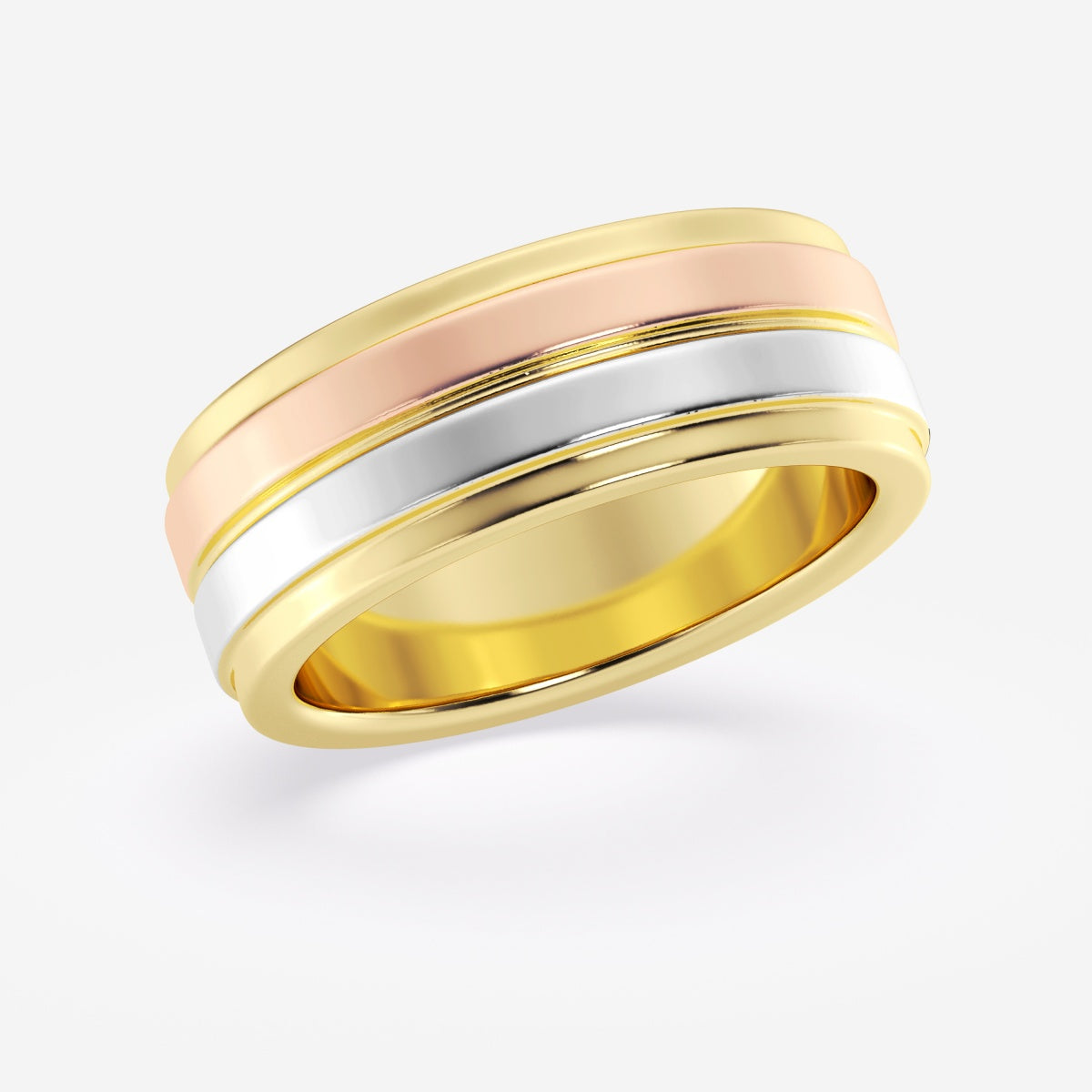 8mm Tri-Color Wedding Band