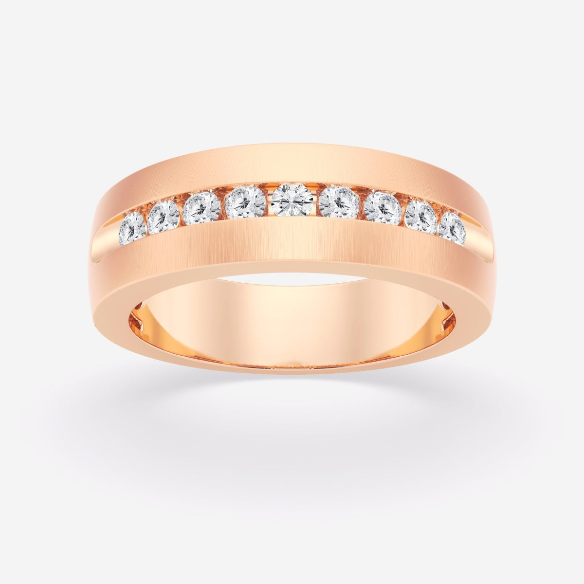 Round Moissanite Nine-Stone Wedding Band with Satin Finish