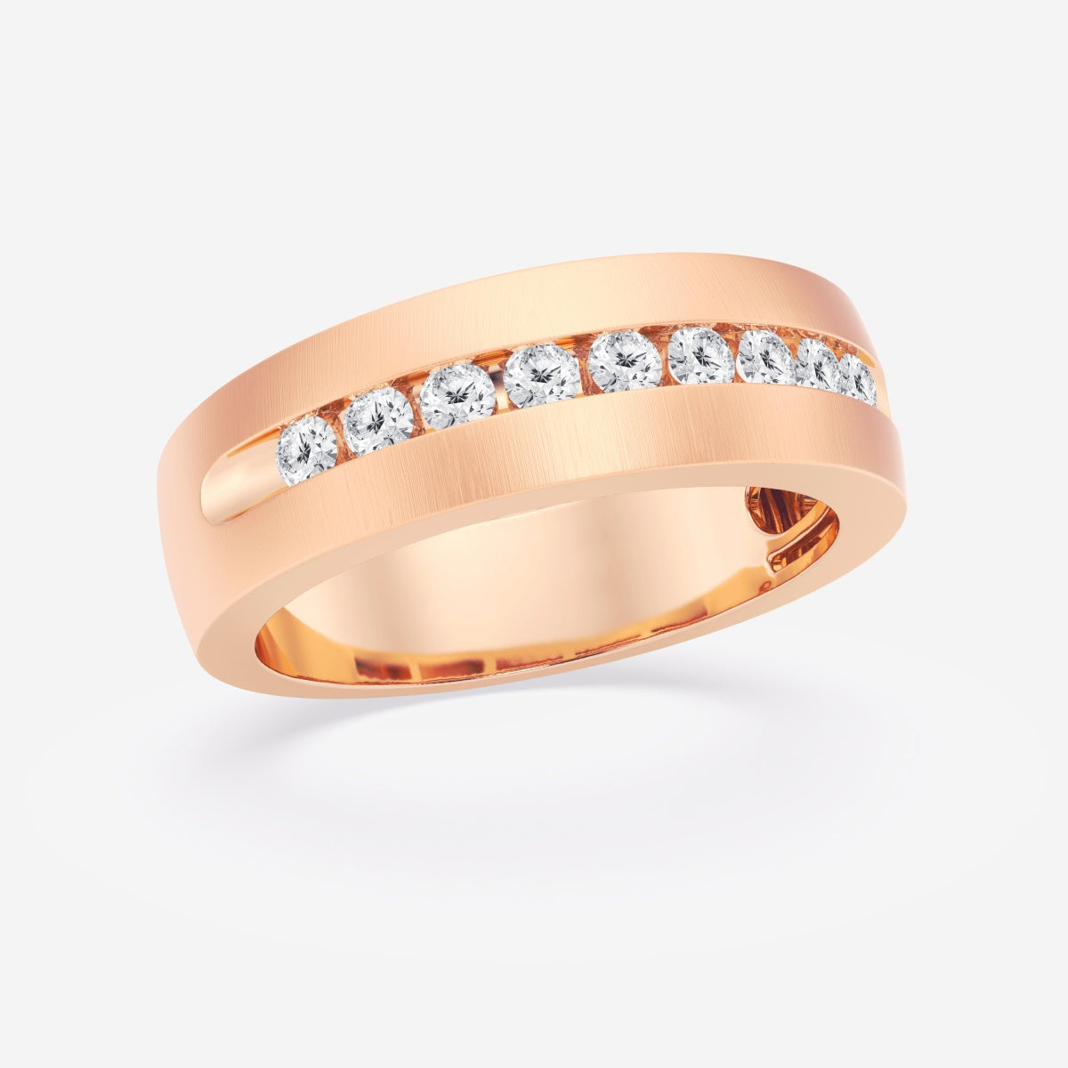 Round Moissanite Nine-Stone Wedding Band with Satin Finish