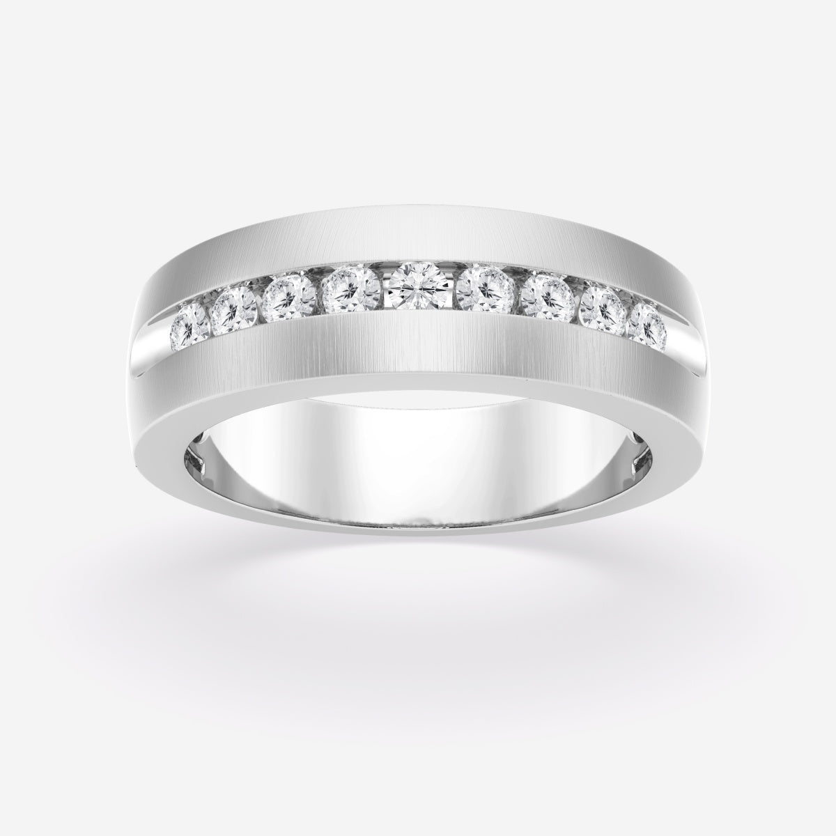 Round Moissanite Nine-Stone Wedding Band with Satin Finish