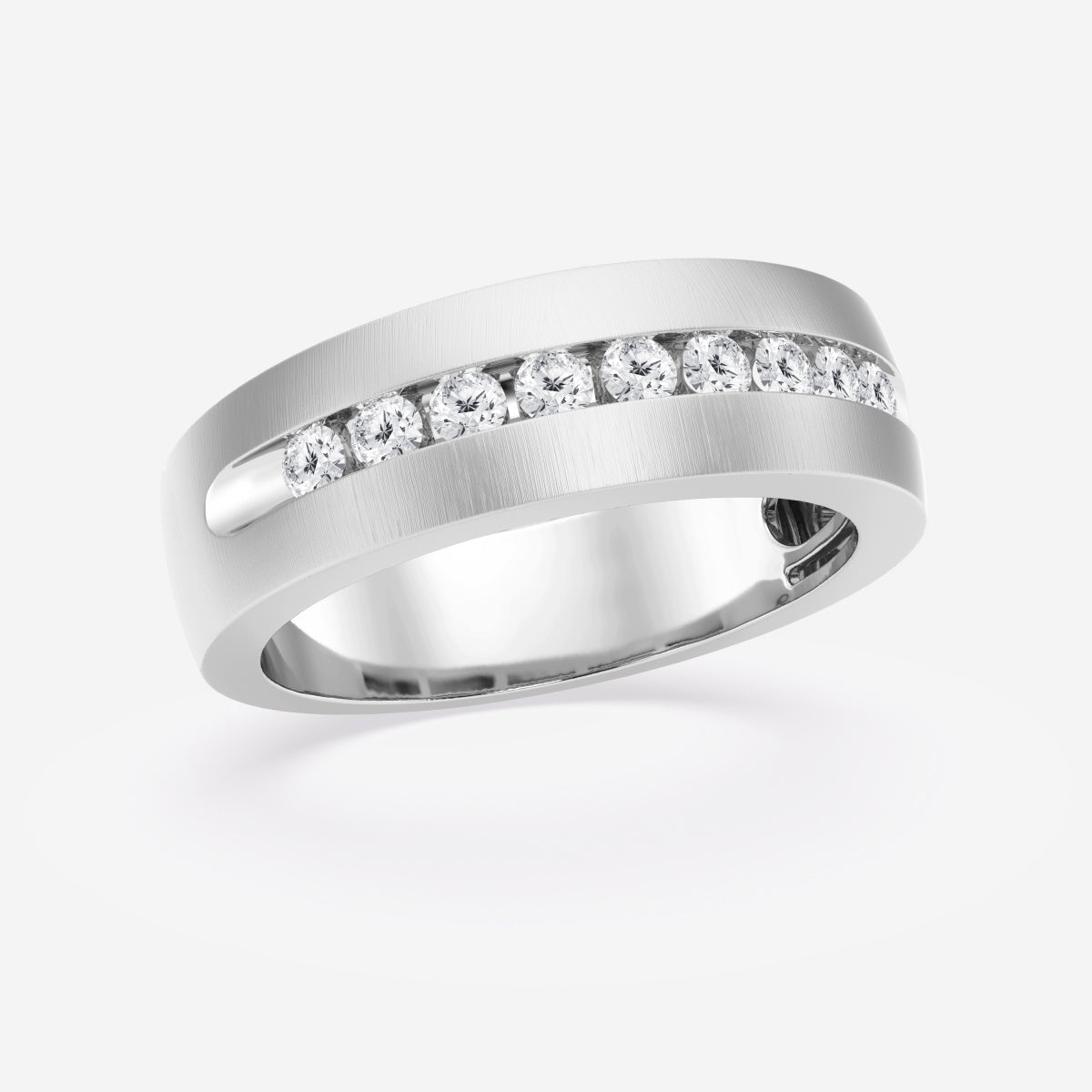 Round Moissanite Nine-Stone Wedding Band with Satin Finish