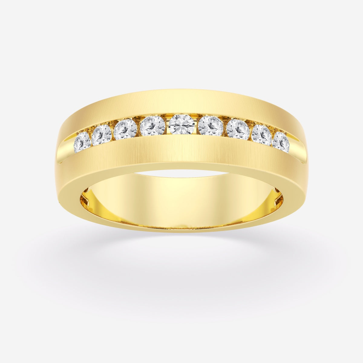 Round Moissanite Nine-Stone Wedding Band with Satin Finish