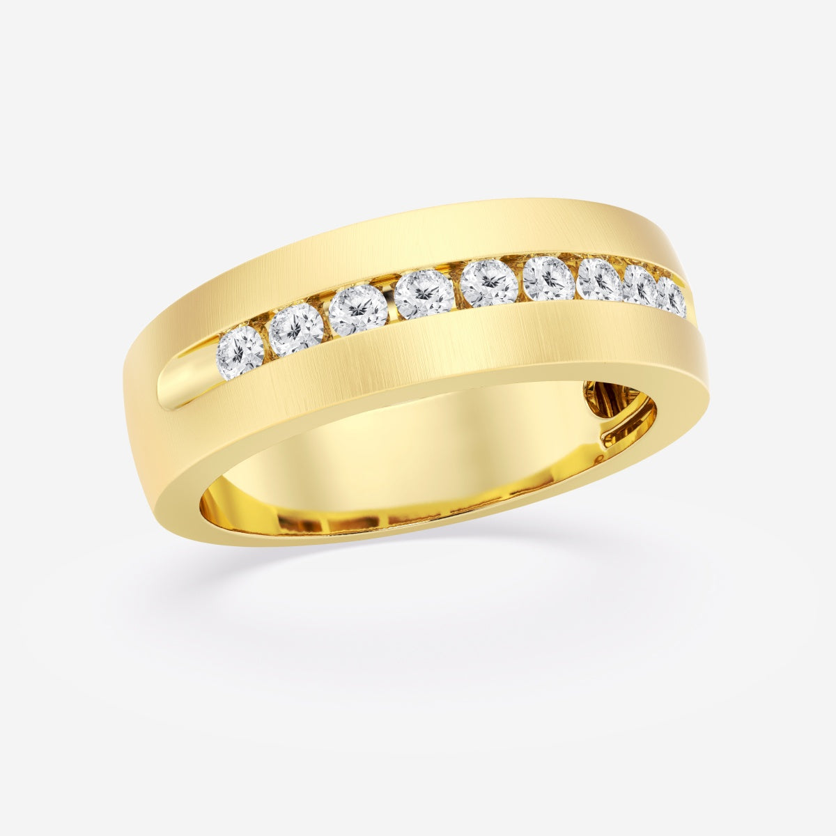 Round Moissanite Nine-Stone Wedding Band with Satin Finish