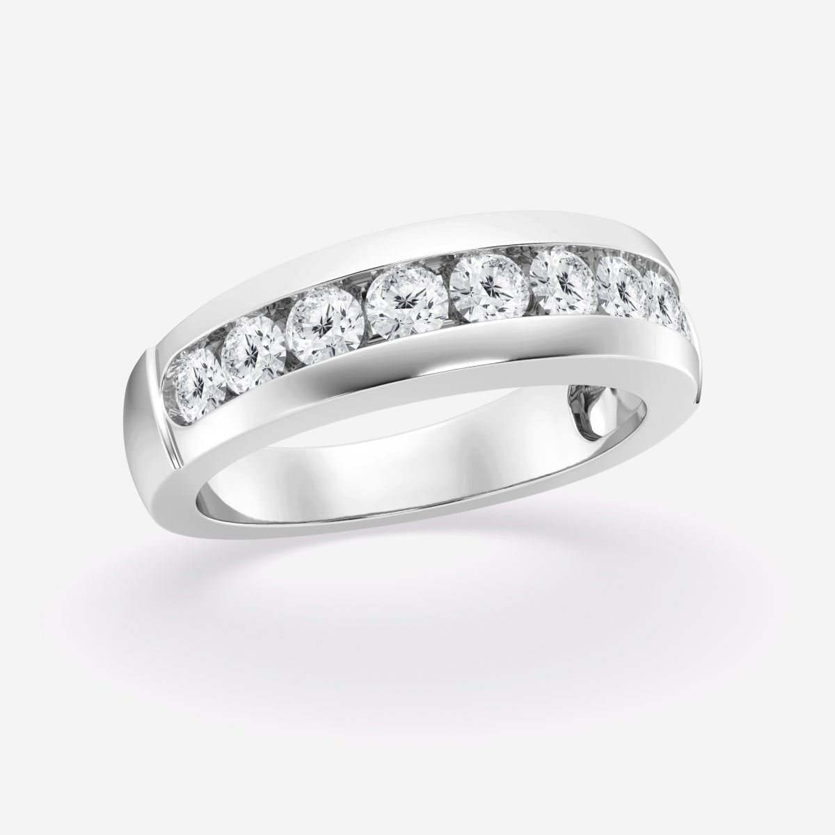 Round Moissanite Nine-Stone Wedding Band