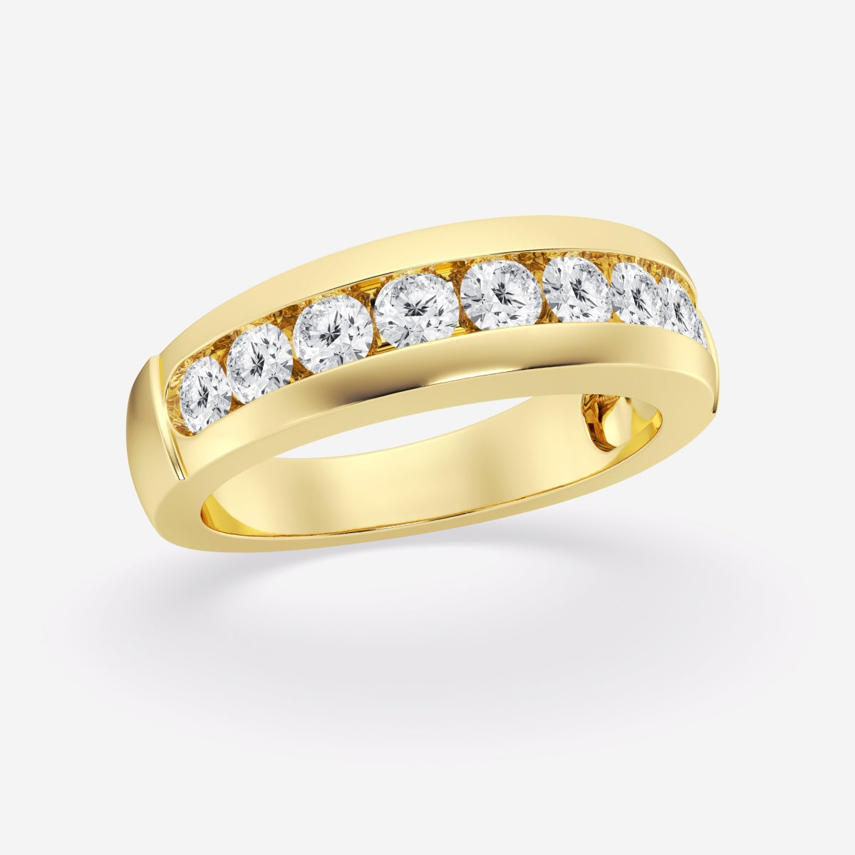 Round Moissanite Nine-Stone Wedding Band