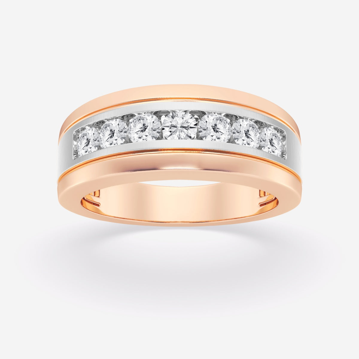 Round Moissanite Seven-Stone Wedding Band