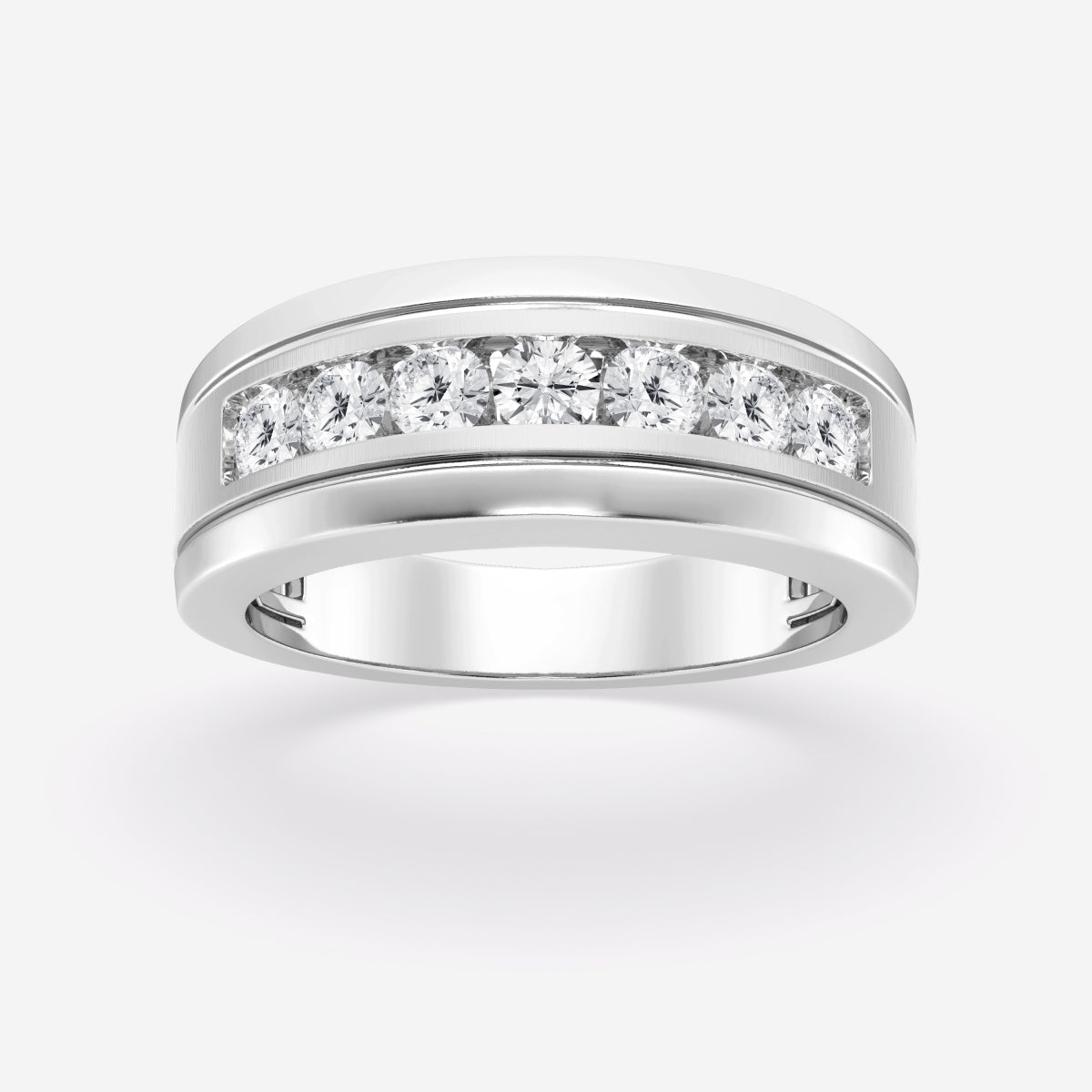 Round Moissanite Seven-Stone Wedding Band