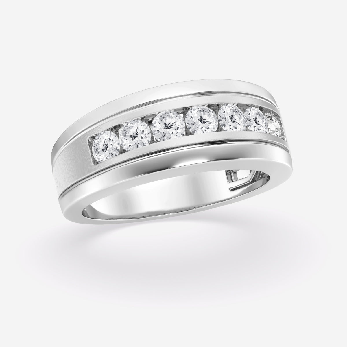 Round Moissanite Seven-Stone Wedding Band